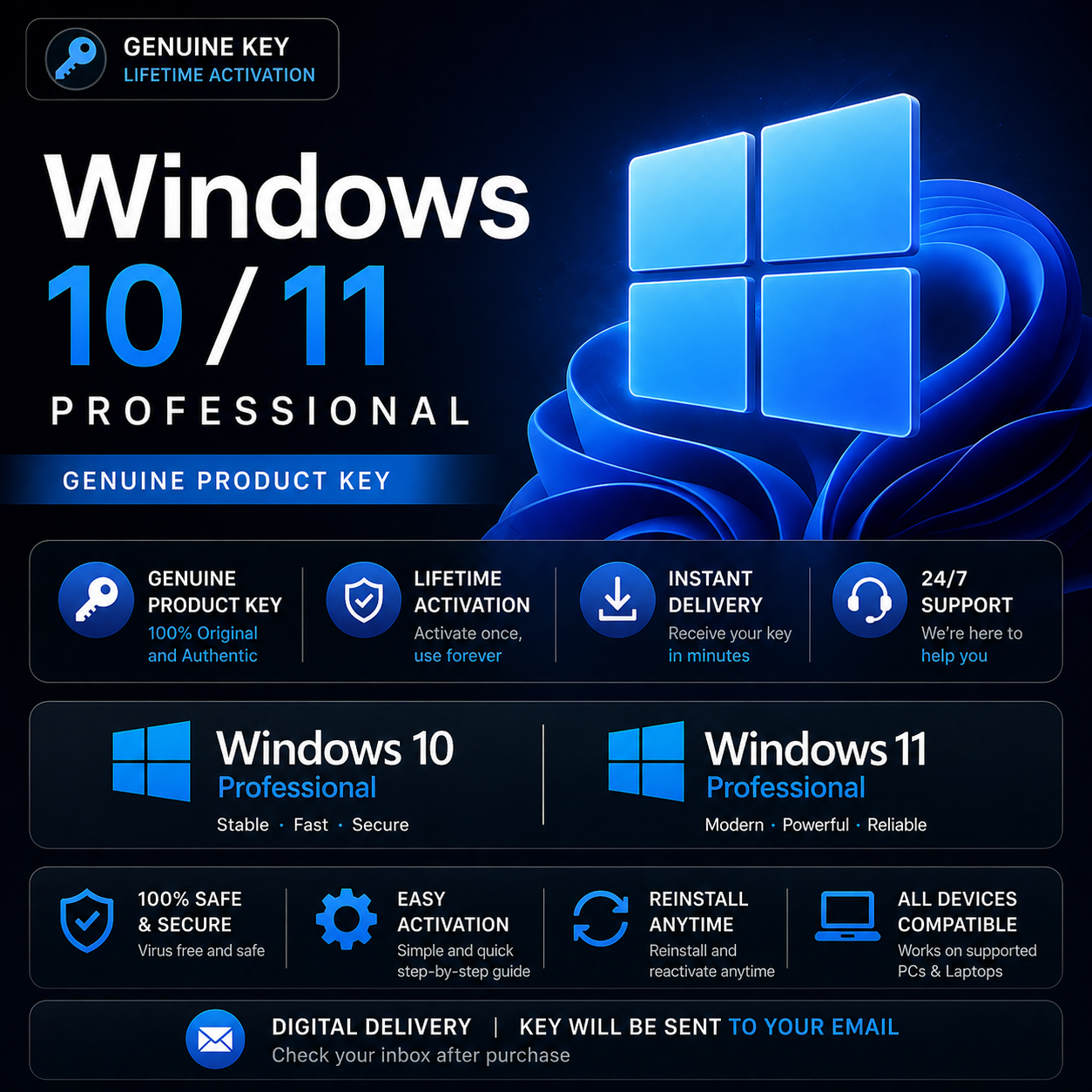 Windows 11/10 Activation Key – Genuine License
