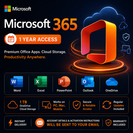 Microsoft 365 (1 Year) – Works on Windows & Mac