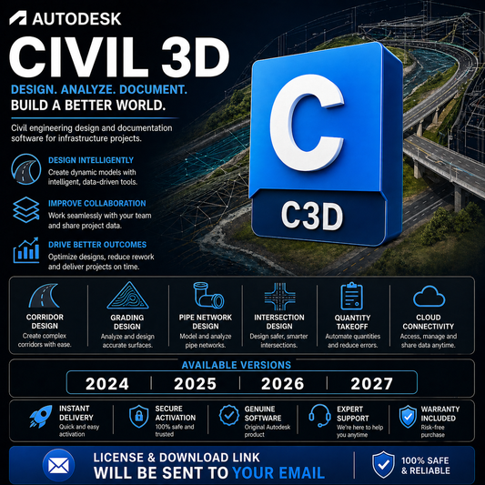 Autodesk Civil 3D (Multiple Versions) – 3 Year Access